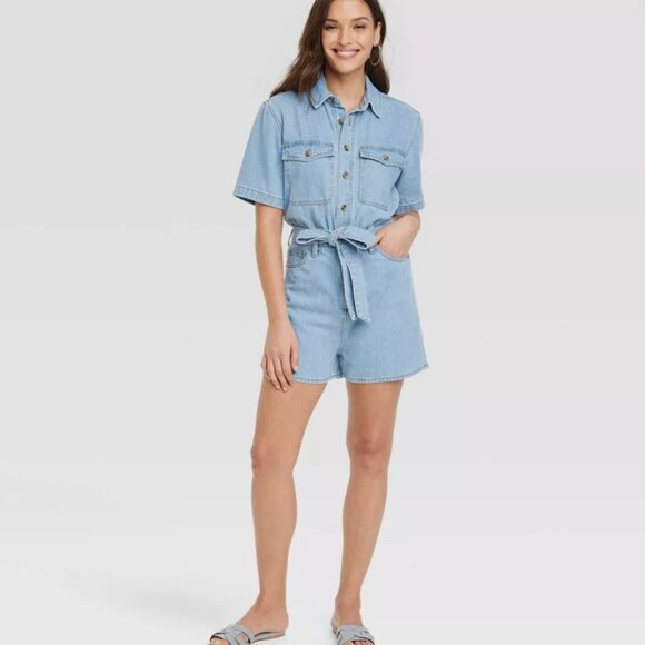 Denim Romper - Picture 1 of 6